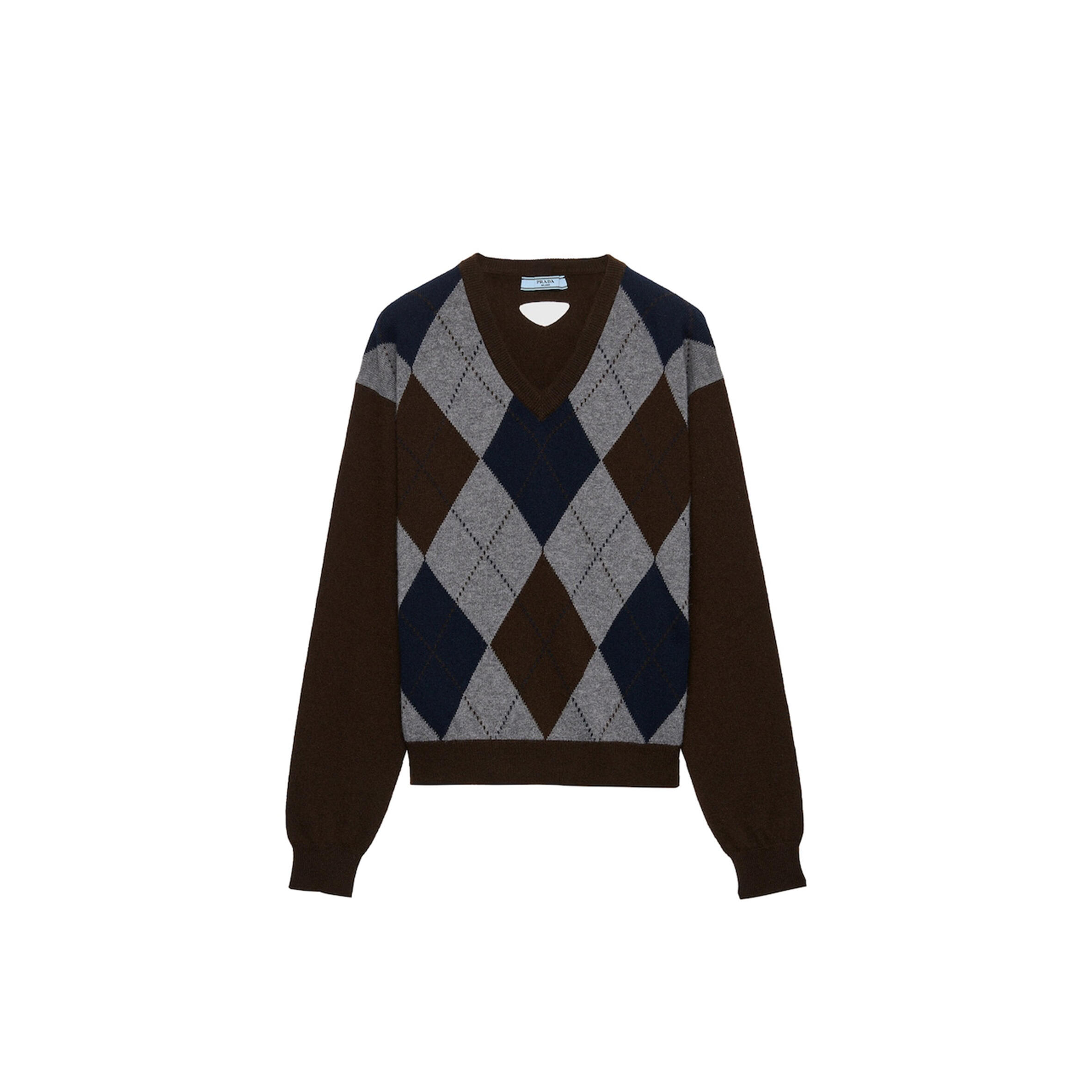 Pra*a cashmere v-neck argyle sweater 269524